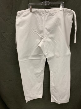 Unisex, Martial Arts Pant, N/L, White, Cotton, Solid, S, Drawstring Pant, Karate Gi