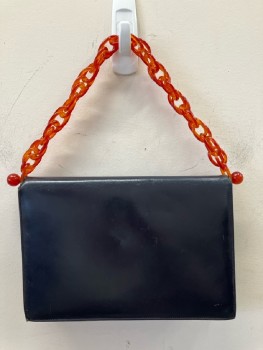 NL, Navy Leather Envelope Style with Red-brown Plastic Chain Strap