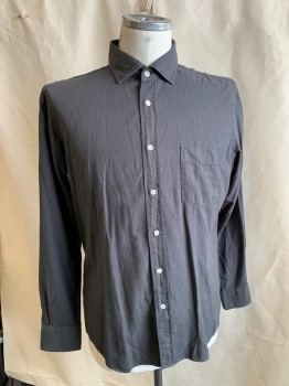 HARTFORD, Charcoal Gray, Cotton, Solid, L/S, C.A., Patch Pocket, Button Up