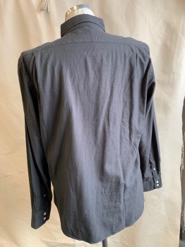 HARTFORD, Charcoal Gray, Cotton, Solid, L/S, C.A., Patch Pocket, Button Up