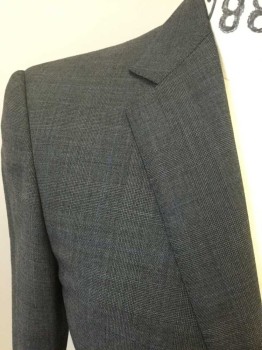 Mens, Suit, Jacket, RALPH LAUREN, Gray, Black, Wool, Plaid, 38R, Single Breasted, 2 Buttons, Hand Picked Collar/Lapel, 3 Pockets, Double, See FC024119 - FC024121