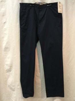 Mens, Casual Pants, GAP, Navy Blue, Cotton, Solid, 36/36, Navy, Flat Front,
