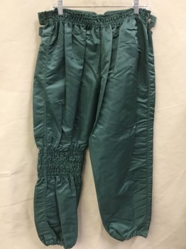 MTO, Green, Nylon, Polyester, Solid, Slate Green, Flap Front with 2 Hook Closures, Elastic Back, Quilt Oval Patch at Knee Front, Gathered Elastic Left Back Knee Area, Elastic Cuffs