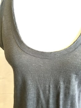 Womens, Top, SUSINA, Olive Green, Linen, Heathered, M, Sheer, Double Raw Edge Scoop Neck, 1.5" Straps, Flair Bottom, FC046208Diagonal Seams with Ruffle Overlap  Cut in " V" Back Center Hem