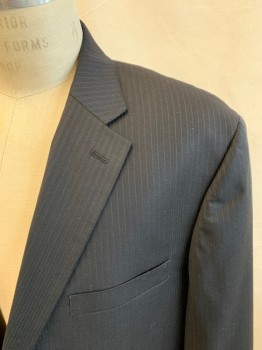 ALFANI, Black, Gray, Wool, Cashmere, Stripes - Pin, Black with Black and Gray Stripes, Single Breasted, Collar Attached, Notched Lapel, 2 Buttons,  3 Pockets