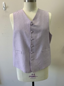 Mens, Suit, Vest, ALBERTO CELINI, Lavender Purple, Polyester, Heathered, 50 L, Self Cover Button Front, 2 Pockets,