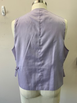 Mens, Suit, Vest, ALBERTO CELINI, Lavender Purple, Polyester, Heathered, 50 L, Self Cover Button Front, 2 Pockets,