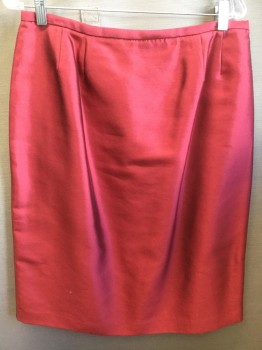 Womens, Suit, Skirt, OLIVER YATES, Red, Acetate, Solid, W32, 14, H42, Narrow Waistband, Center Back Zipper, Center Back Slit,