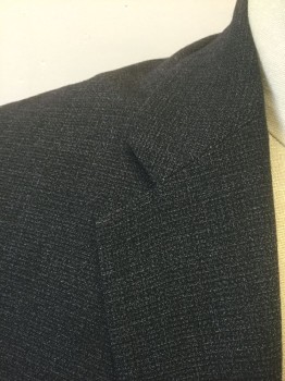 JOHN VARVATOS, Charcoal Gray, Gray, Dk Blue, Polyester, Rayon, Speckled, Single Breasted, Notched Lapel, 2 Buttons, 3 Pockets, Solid Navy Satin Lining, Possibly Was Part of  a Suit
