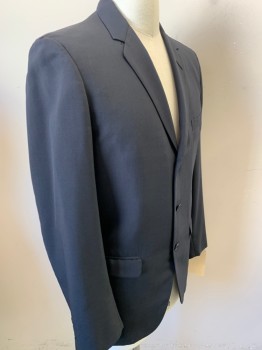 JOHN MACK & SON, Midnight Blue, Wool, Solid, 3 Button Front, Notched Lapel, 3 Pockets,