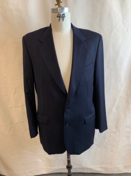JOSEPH FEISS, Navy Blue, Wool, Stripes, Solid, SUIT JACKET, Dark Navy, Single Breasted, 2 Buttons,  Notched Lapel, 3 Pockets, 3 Buttons Cuff
