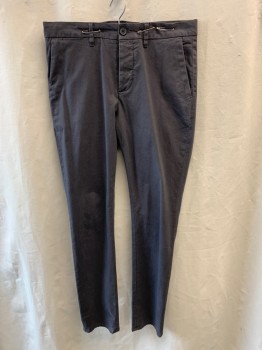 Mens, Casual Pants, ALL SAINTS, Dk Gray, Cotton, Solid, 32/31, Side Pockets, Button Front, Flat Front, 2 Welt Pockets on Back