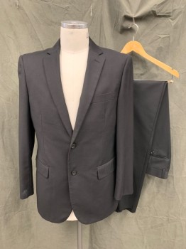 Mens, Suit, Jacket, GIORGIO FIORELLI, Black, Polyester, Viscose, Solid, 42R, Single Breasted, Collar Attached, Notched Lapel, 2 Buttons,  3 Pockets