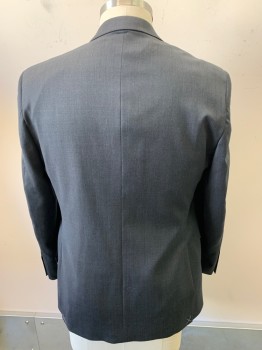 Mens, Suit, Jacket, JOS A BANK, Charcoal Gray, Wool, Solid, 42R, 2 Buttons, Single Breasted, Notched Lapel, 3 Pockets
