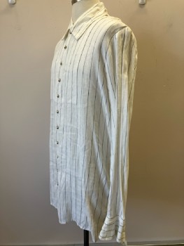 N/L, Off White, Gray, Cotton, Stripes - Vertical , C.A., B.F., L/S, Made To Order,