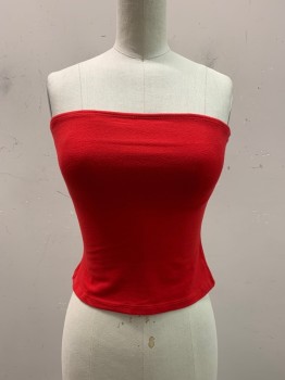 Womens, Top, 5.7.9., Red, Cotton, Spandex, Solid, XS, TUBE Top