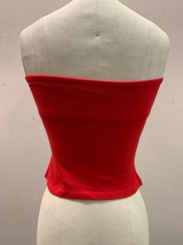 Womens, Top, 5.7.9., Red, Cotton, Spandex, Solid, XS, TUBE Top