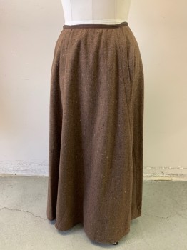 NL, Brown, Wool, Tweed, Full Length,2 Vertical Pleated in Front Creating a Panel Effect