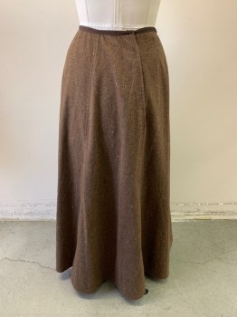 NL, Brown, Wool, Tweed, Full Length,2 Vertical Pleated in Front Creating a Panel Effect