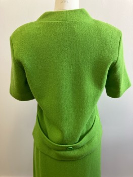 KIMBERLY, Green, Sweater Top, S/S, 3/4 B.F. Belted Back