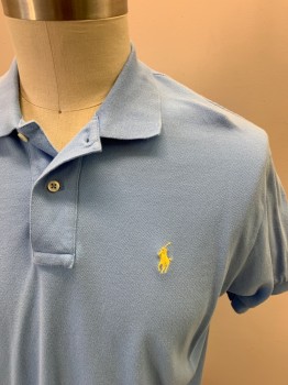 POLO, Baby Blue, Cotton, Solid, S/S, 2 Buttons, Pale Yellow Logo, Picque
