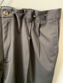 Mens, Slacks, HAGGAR, Dk Gray, Poly/Cotton, Elastane, Solid, 38/30, Zip Front, Button Closure, Pleated Front, 4 Pockets, Creased