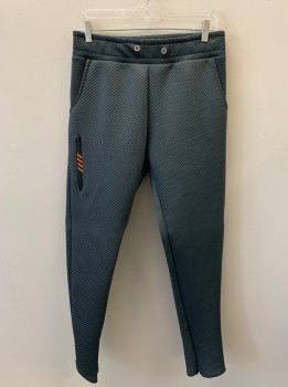 MTO, Dk Gray, Synthetic, Solid, Textured Fabric, 3 Pckts, F.F, 2 Grommets CF, 1 Zip Pckt At Right Leg, Zipper At Inside Of Leg Cuffs