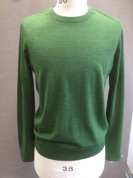 Mens, Pullover Sweater, BANNANA REPUBLIC, Forest Green, Wool, Solid, M, Long Sleeves, Solid Forest Green