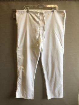DICKIES, White, Poly/Cotton, Solid, Drawstring Waist