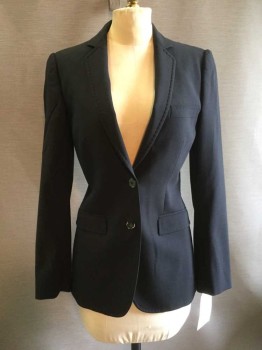 Womens, Blazer, Dolce & Gabbana , Black, Wool, Solid, 6, Long Sleeves, Single Breasted, 2 Button, Flap Pockets
