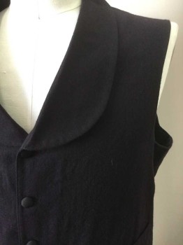 N/L, Black, Wool, Solid, Single Breasted, 5 Buttons, 2 Pockets, Shawl Lapel, Adjustable Back Belt, Victorian,