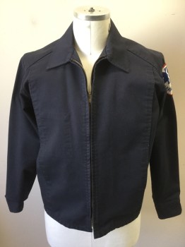 Mens, Fire/Police Jacket, N/L, Navy Blue, Cotton, Polyester, Solid, C42/44, Medium, Zip Front, Twill Weave,  'Paramedic' Patch