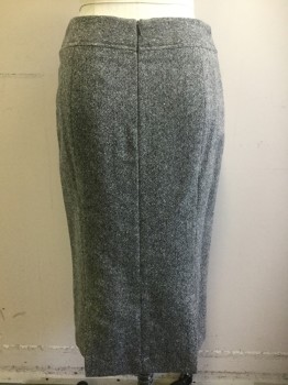 Womens, Suit, Skirt, JOSEF, Black, Lt Gray, Ivory White, Wool, Polyester, 2 Color Weave, Tweed, W28, 6, Center Back Zipper, Double Back Vent