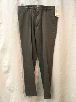 Mens, Casual Pants, DOCKERS, Putty/Khaki Gray, Cotton, Elastane, Solid, 36/34, Putty, Flat Front,