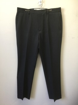 MICHAEL BRANDON, Black, Polyester, Solid, Flat Front, Zip Fly, 4 Pockets, Straight Leg