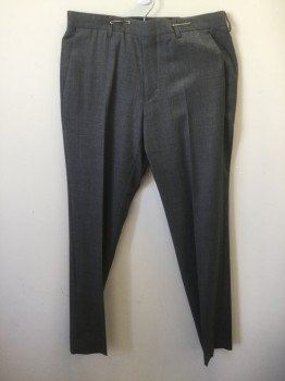 J. CREW, Charcoal Gray, Wool, Solid, Flat Front, Zip Front, 4 Pockets, Belt Loops,