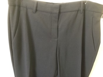 Womens, Slacks, THEORY, Black, Polyester, Wool, Solid, 12, Flat Front, 2 Pockets,