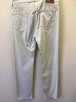 Mens, Casual Pants, AG, Lt Gray, Cotton, Spandex, Solid, 32/32, 5 Pockets, Zip Fly