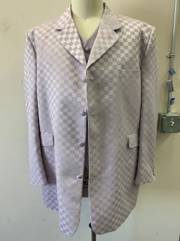 Mens, Suit, Jacket, ALBERTO CELINI, Lavender Purple, Polyester, Check , 42/33, 50 L, Lavender Self Check, 4 Button Front, Notched Lapel, 3 Pockets,