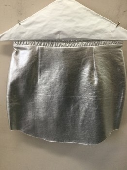 Womens, Skirt, Mini, FOREVER 21, Silver, Cotton, Polyester, Solid, Small, Elastic Waist with Drawstring,