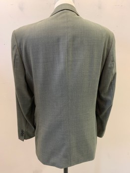 GIANPAULO MALIBU, Dk Green, Lt Olive Grn, Wool, 2 Color Weave, Notched Lapel, Single Breasted, Button Front, 3 Pockets