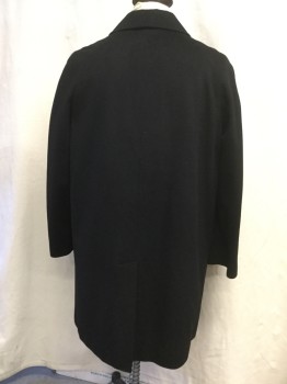 Mens, Coat, Overcoat, J.W. NORDSTOM, Black, Wool, Solid, 46, 5 Button Front, Notched Lapel,, Back Vent, Single Breasted, Fully Lined