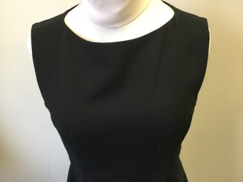 FRENCH CONNECTION, Black, Polyester, Viscose, Solid, Back Zipper, Bateau/Boat Neck,
