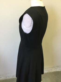FRENCH CONNECTION, Black, Polyester, Viscose, Solid, Back Zipper, Bateau/Boat Neck,
