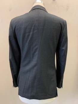Mens, Suit, Jacket, JOHN VARVATOS, Charcoal Gray, Wool, Solid, 38R, 2 Buttons, Single Breasted, Notched Lapel, 3 Pockets