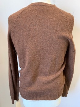 Mens, Pullover Sweater, JCREW, Brown, Wool, Heathered, L, Long Sleeves, Pullover, V-neck,