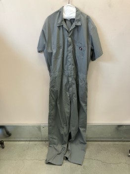 DICKIES, Gray, Poly/Cotton, C.A., Zip Front, S/S, 6 Pckts
