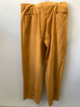 MTO, Mustard Yellow, Polyester, Solid, Single Pleat,  Zip Front, 4 Pckts, Sueded Fabric, Wide Legs,