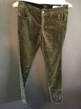 Womens, Pants, TRIPP, Silver, Gold, Black, Cotton, Metallic/Metal, 0, Jean Style, Metallic with Silver Lines On top Of Gold