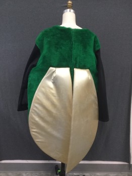 MARYLEN, Green, White, Red, Faux Fur, Polyester, Solid, Pull On, Faux Fur BODY, Segmented and Padded, Velcro 1/2 Placket CB, Black Polyester Long Sleeves, Foam Filled Black Polyester Attached Bug Arms, Gold Lamé Padded Wings